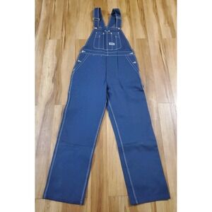 Vintage Big Smith Bib Overalls 34x32 Rigid Denim Dark Wash NEW